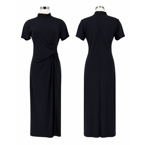 Tanya Taylor Dresses & Skirts - Tanya Taylor Flint Dress Size M Black Knit Midi Dress Side Slit VGUC